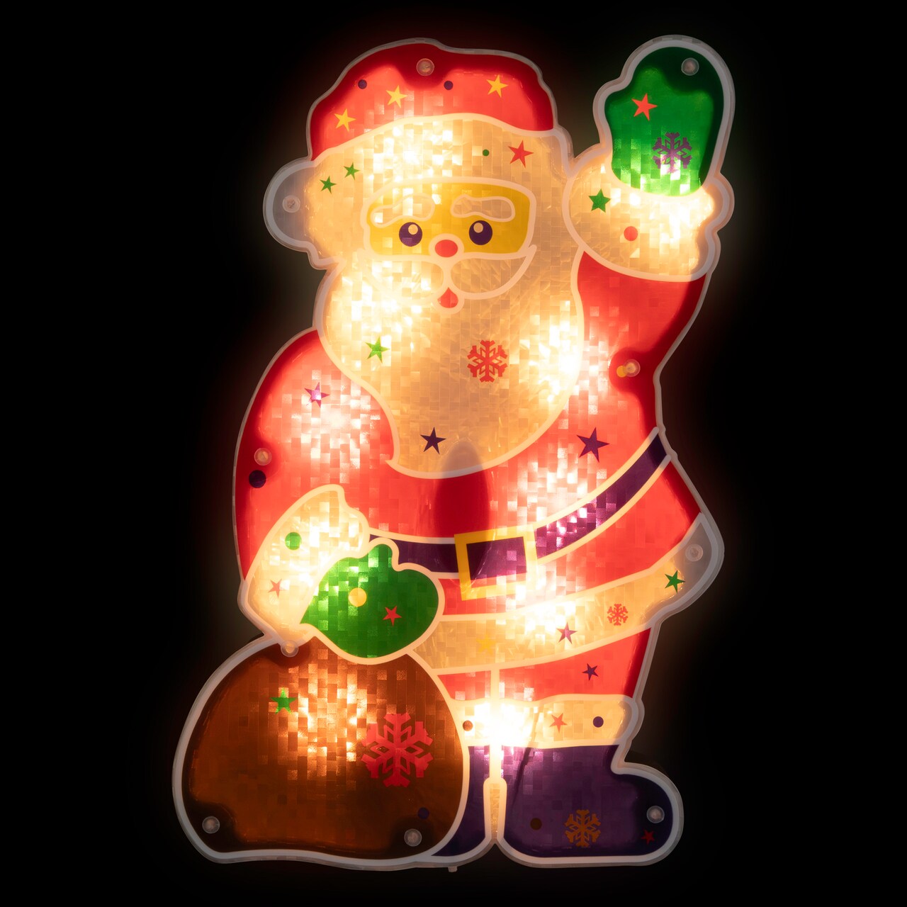 Northlight Lighted Holographic Santa Claus Christmas Window Silhouette - 13" - Clear Lights